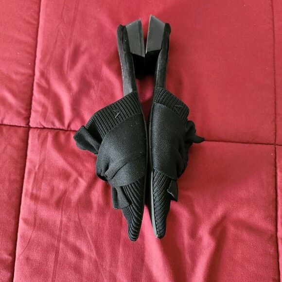 VIVAIA Yaffa Pointed Toe Knot Mules Size 38 (US 7.5) Eco Knit Black Fancy Party - Picture 6 of 10